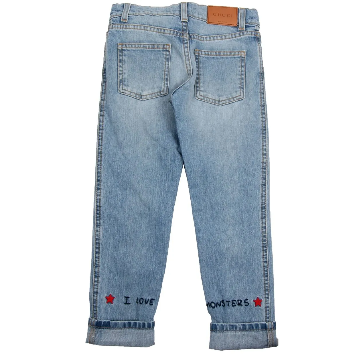 Gucci Kids I Love Monsters Light Denim Jeans
