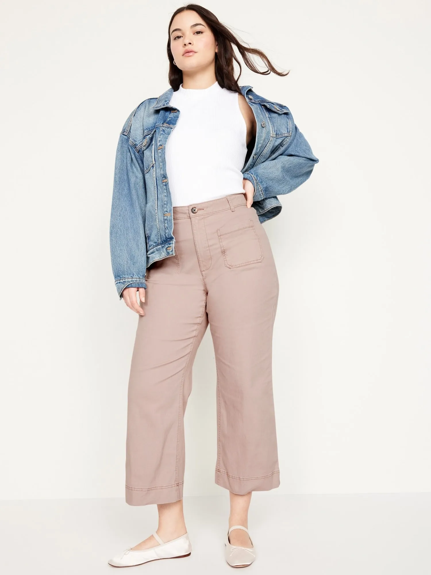 High-Waisted Cropped Wide-Leg Pants for Women