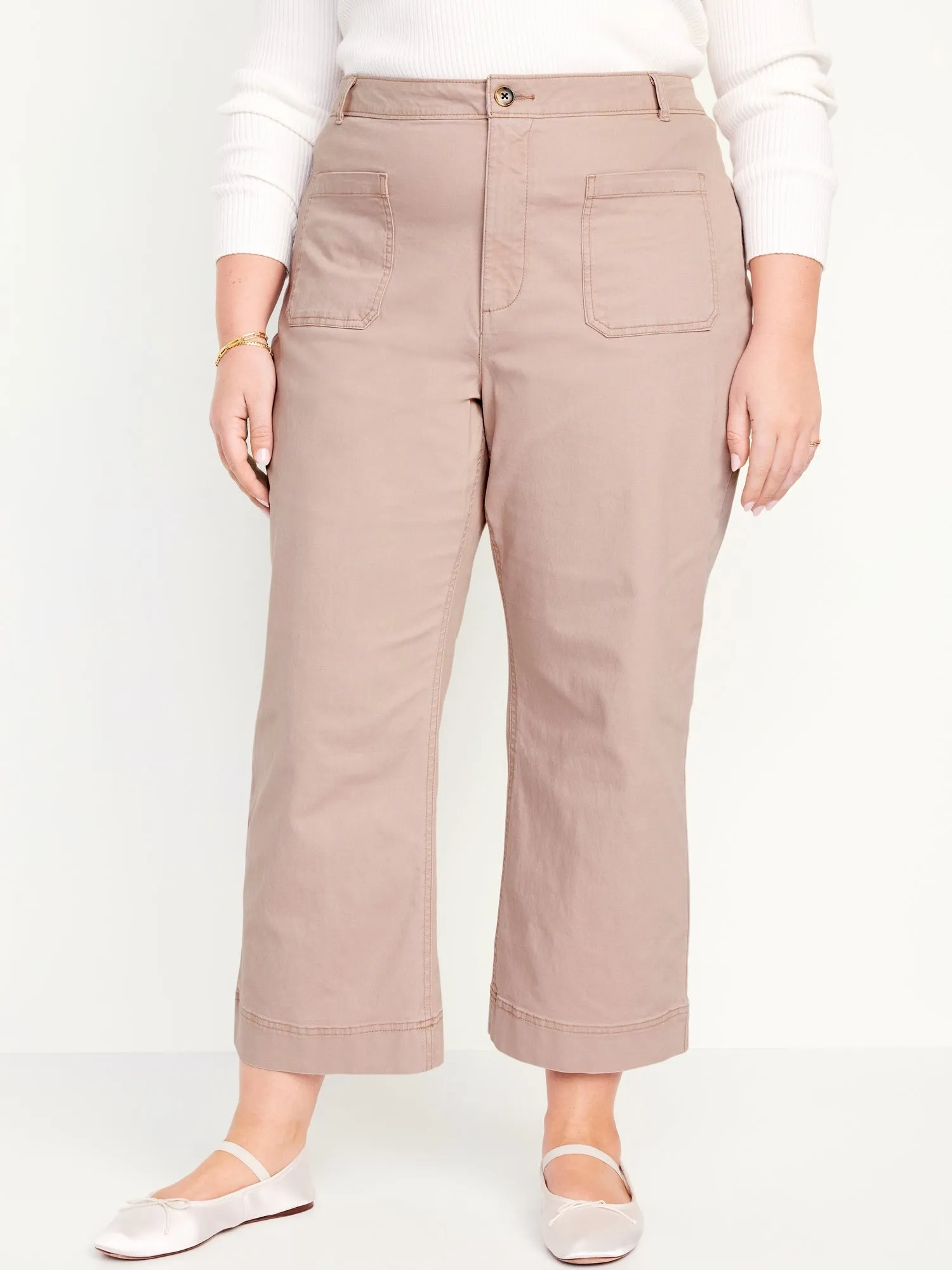 High-Waisted Cropped Wide-Leg Pants for Women