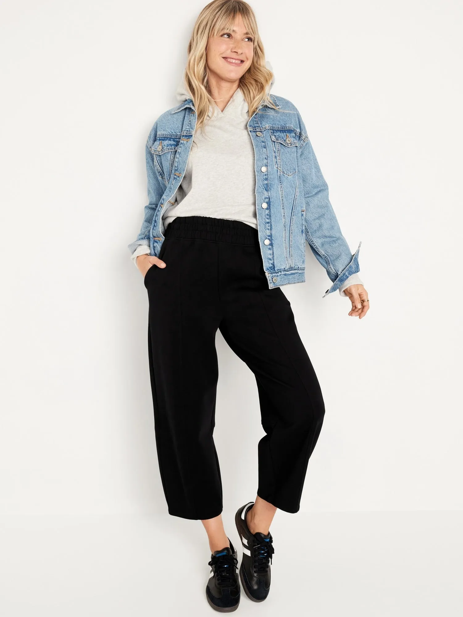 High-Waisted Dynamic Fleece Barrel-Leg Sweatpants for Women