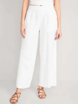 High-Waisted Linen-Blend Wide-Leg Pants for Women