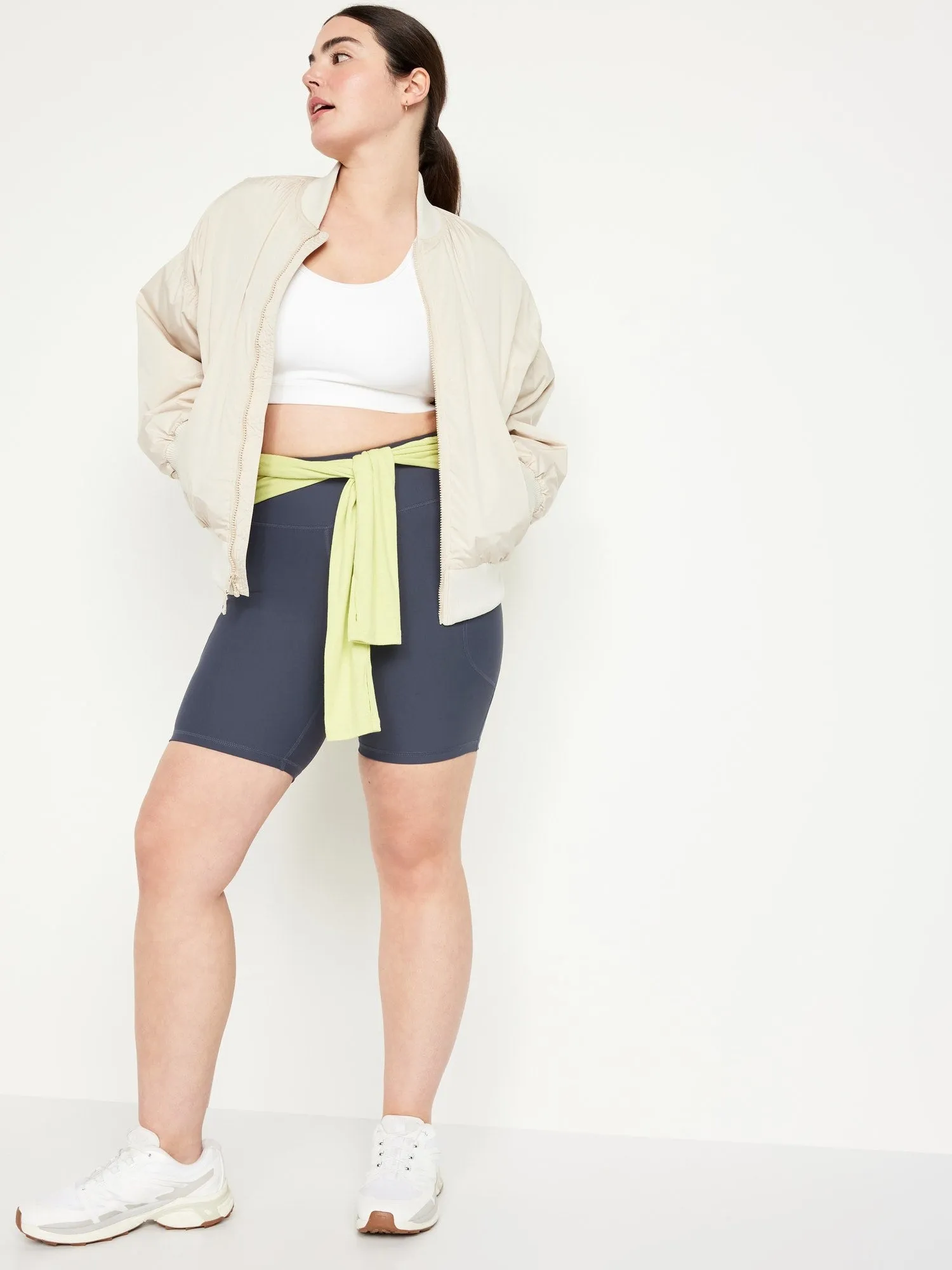 High-Waisted PowerSoft Biker Shorts for Women -- 8-inch inseam