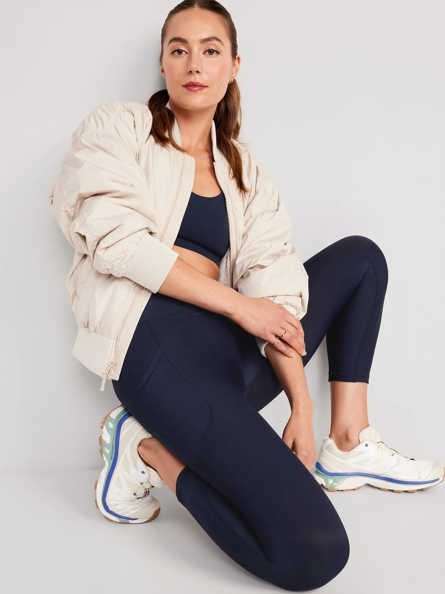 High-Waisted PowerSoft Side-Pocket Crop Leggings for Women