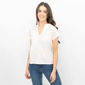 Hobbs White Beki Broderie Top