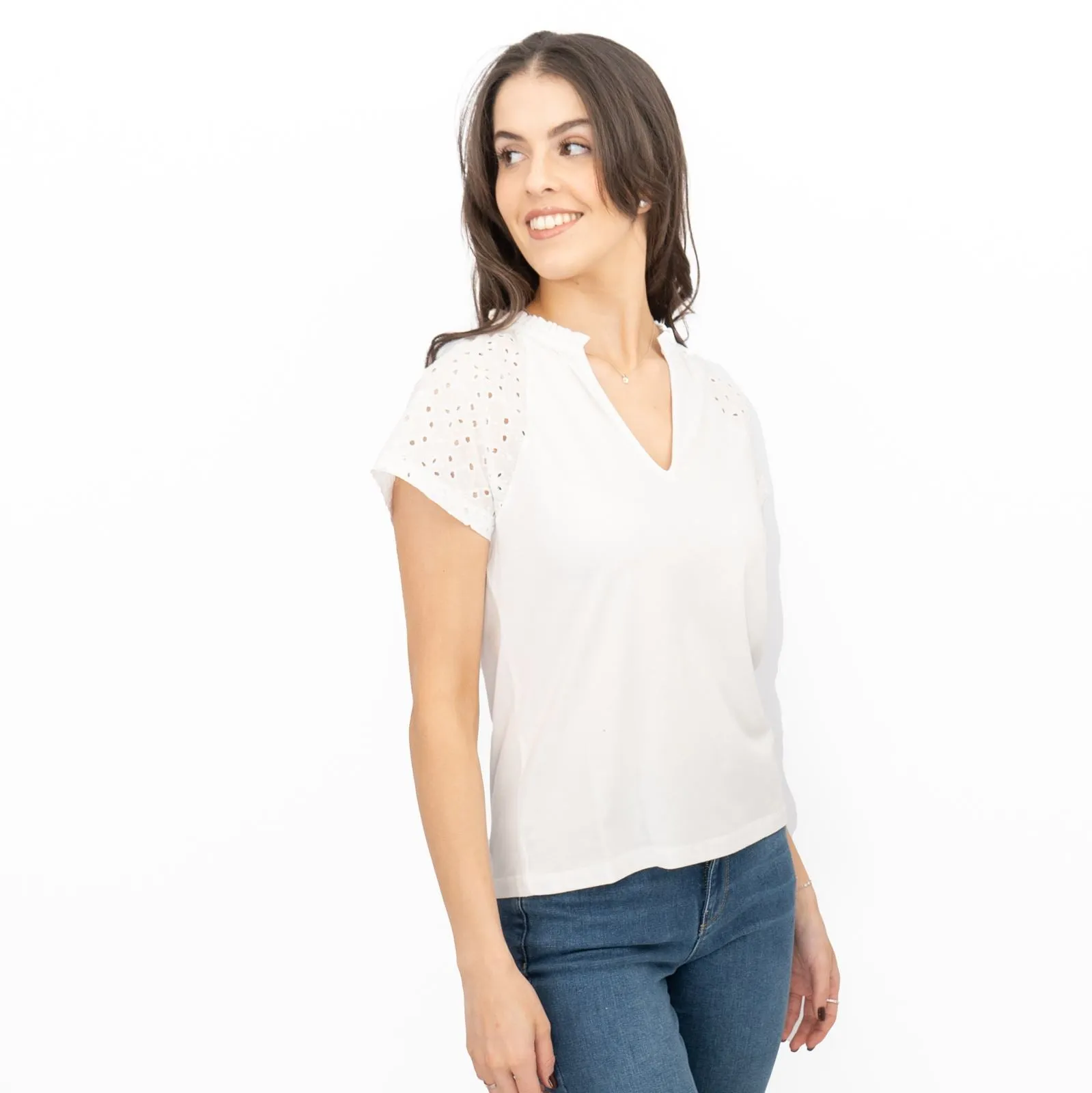 Hobbs White Beki Broderie Top