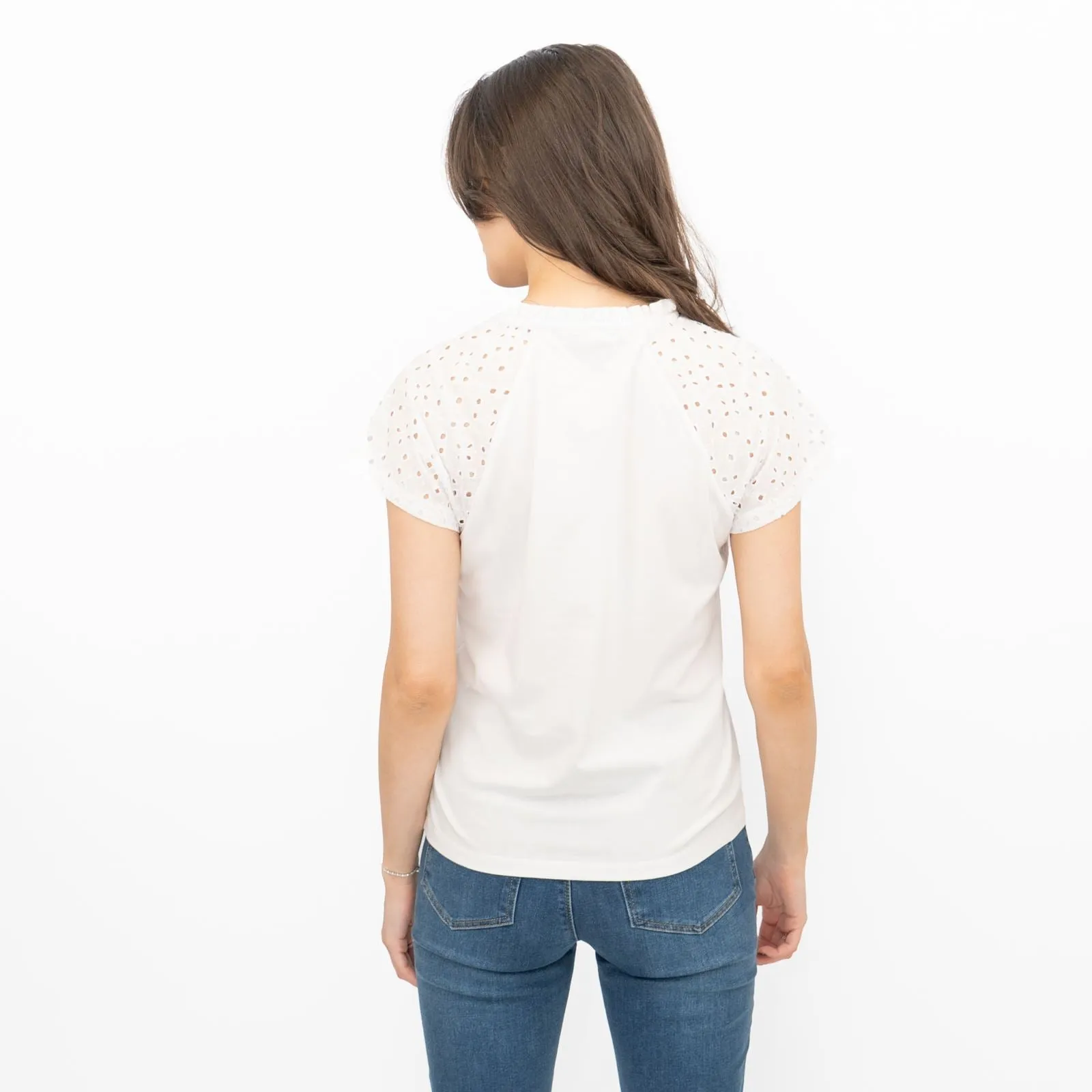 Hobbs White Beki Broderie Top