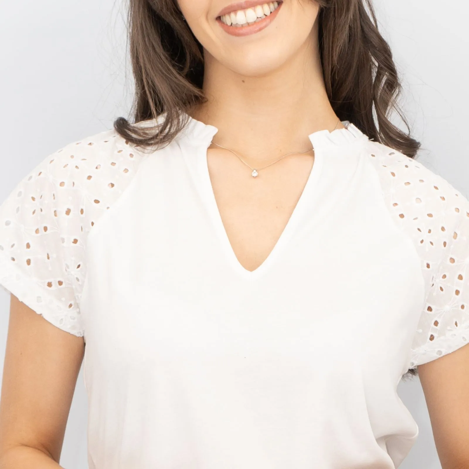 Hobbs White Beki Broderie Top