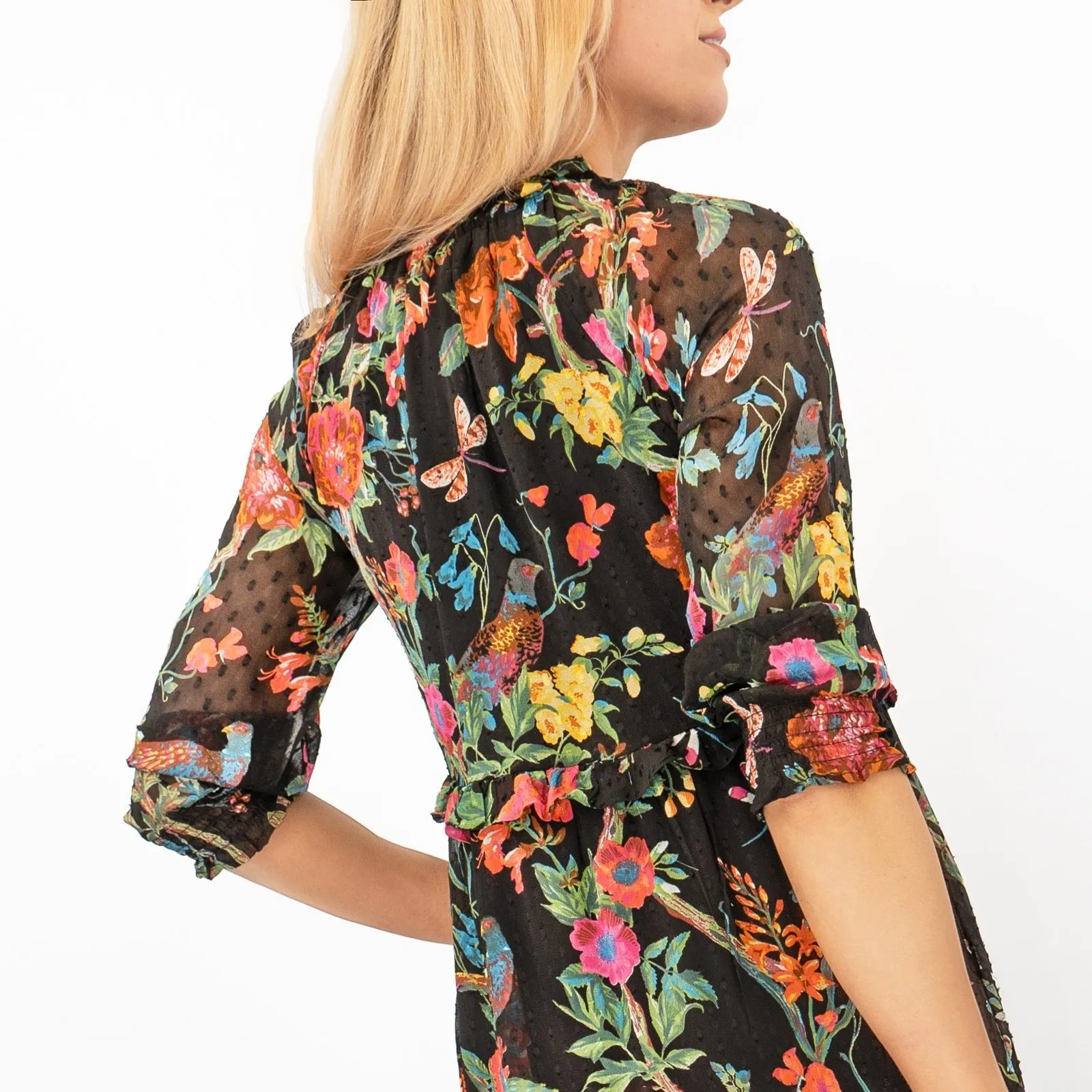 Joules Black Floral Brooke Midi Dress