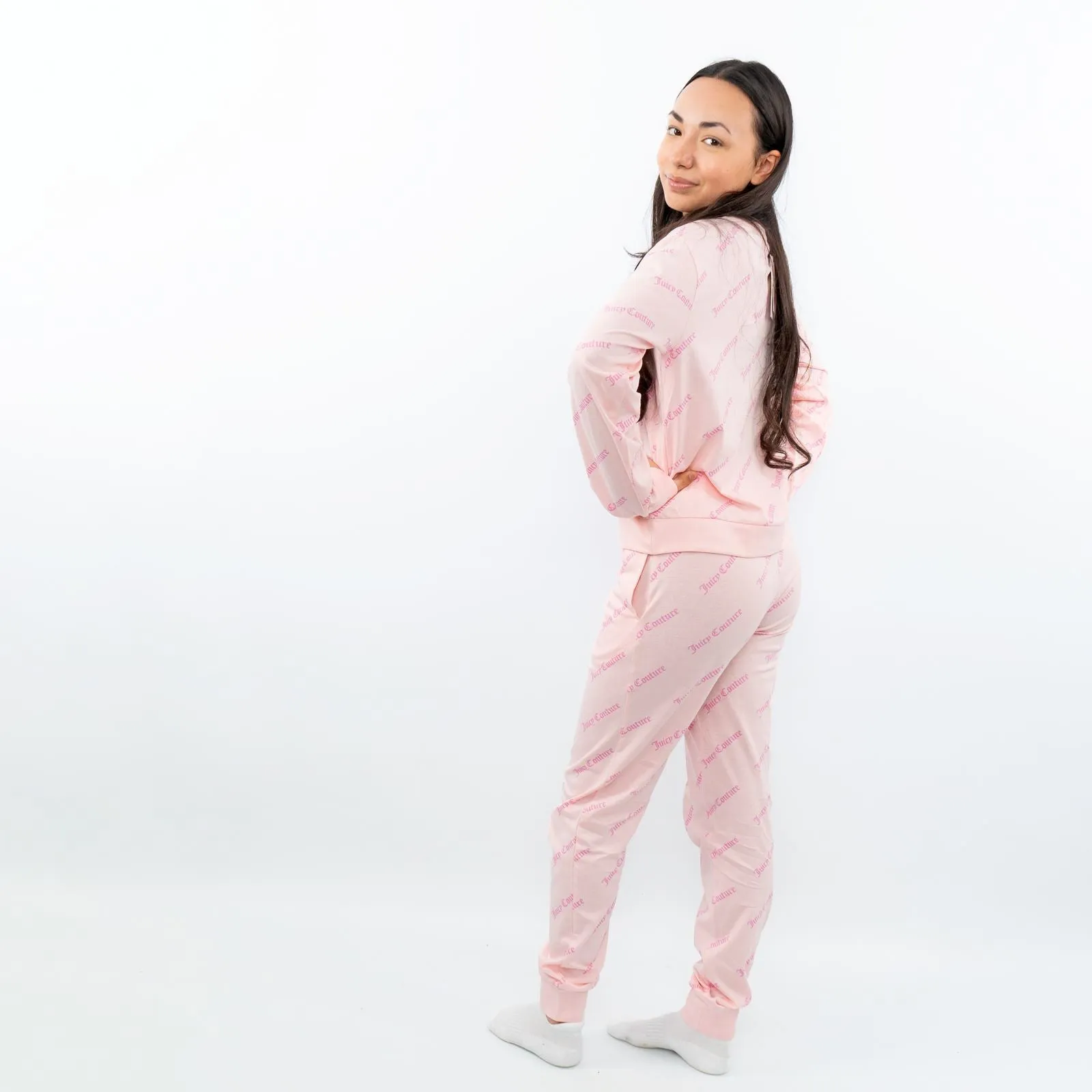 Juicy Couture Girls Pink Long Sleeve Relaxed Fit Soft Cotton Jersey Pyjama Set