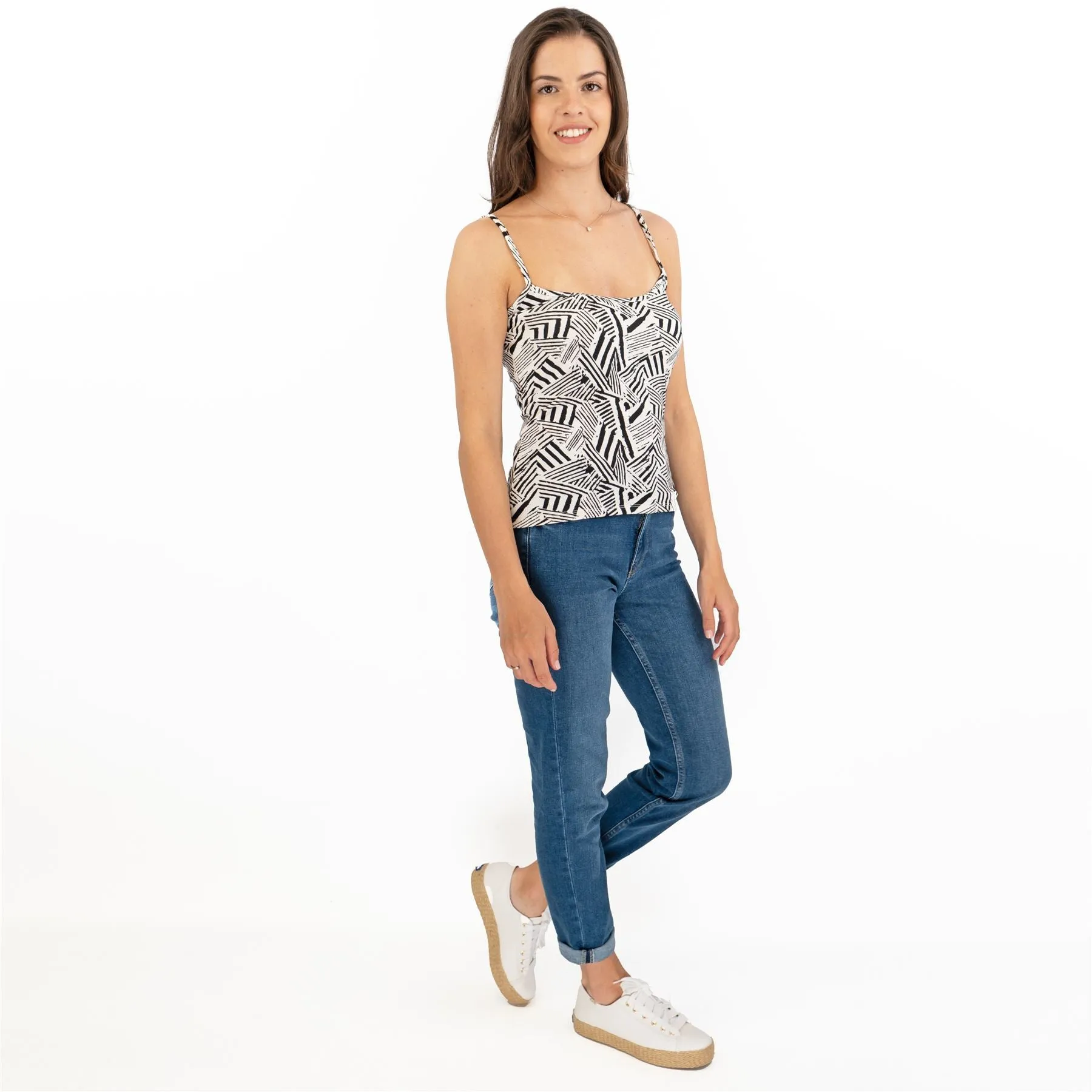 Karen Millen Black & White Tank Top Geometric Print Sleeveless Summer Tops