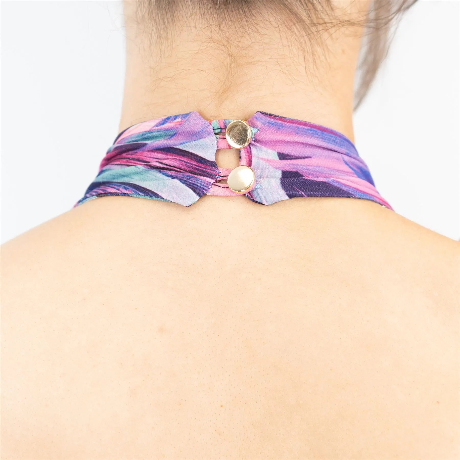 Karen Millen Floral Print Halter Neck Backless Purple Dress