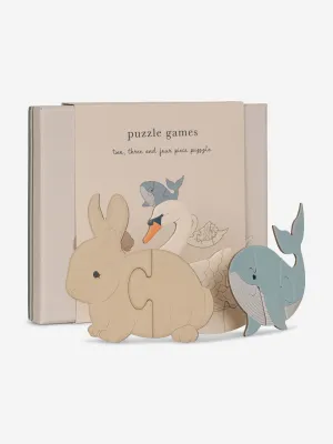 Konges Sljd Kids Cardboard 3 Step Puzzle in Multicolour