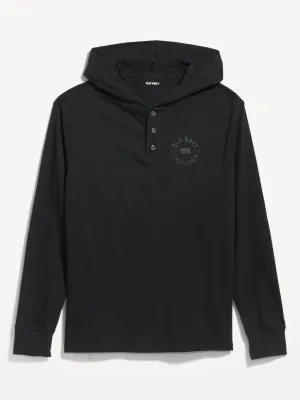 Lightweight Logo Pullover Henley Hoodie for Men Old-Navy