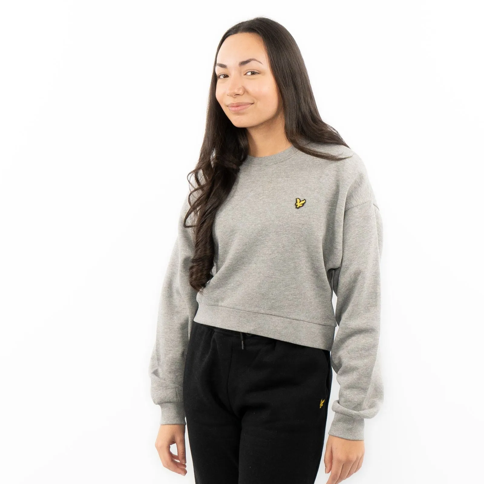 Lyle & Scott Girls Long Sleeve Grey Cropped Fleece Lined Sweatshirts
