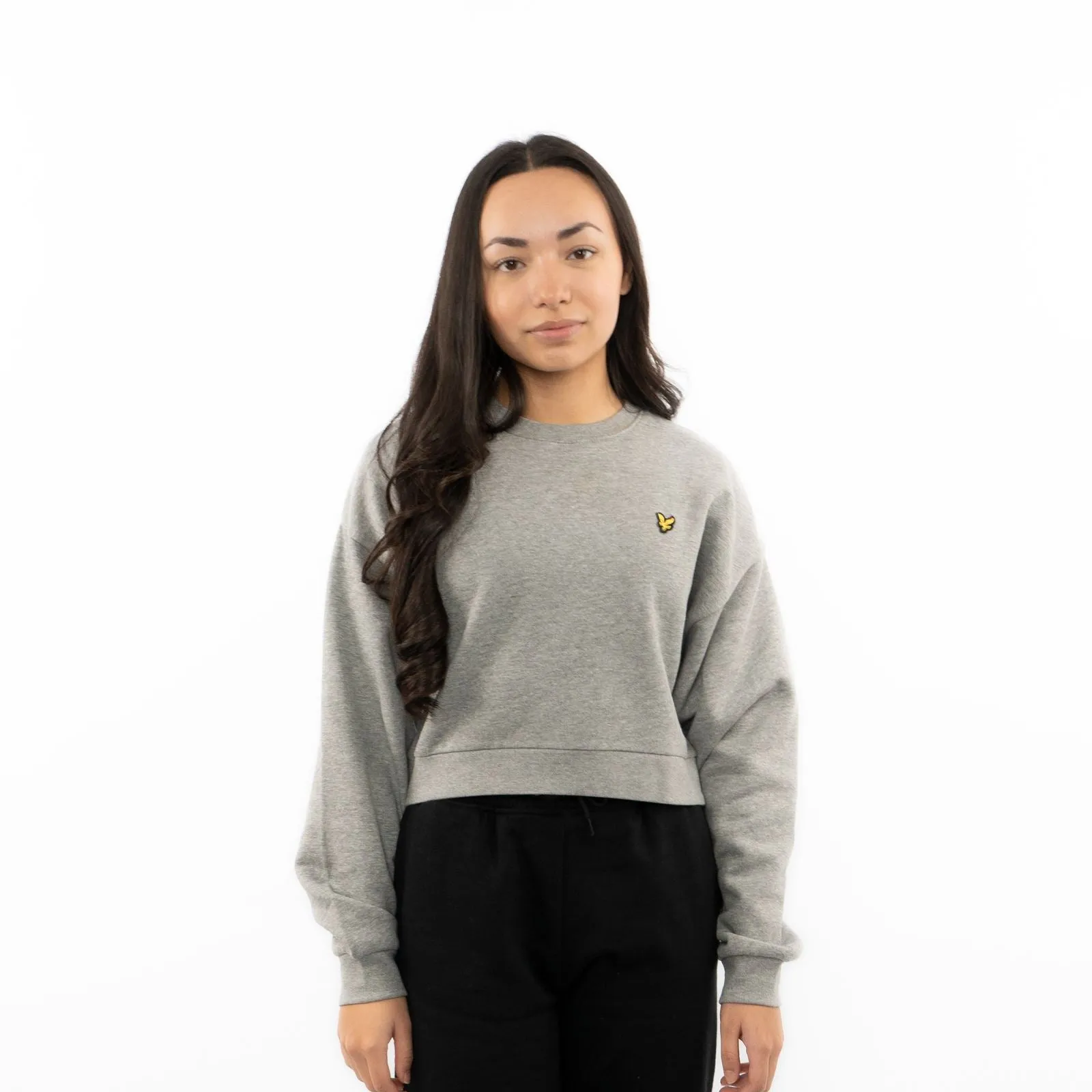 Lyle & Scott Girls Long Sleeve Grey Cropped Fleece Lined Sweatshirts