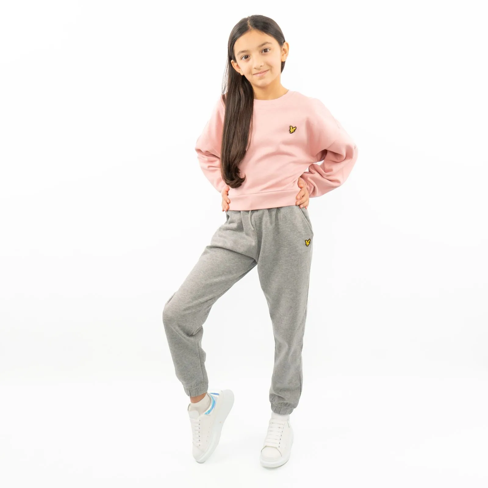 Lyle & Scott Girls Long Sleeve Pink Cropped Fleece Lined Sweatshirts