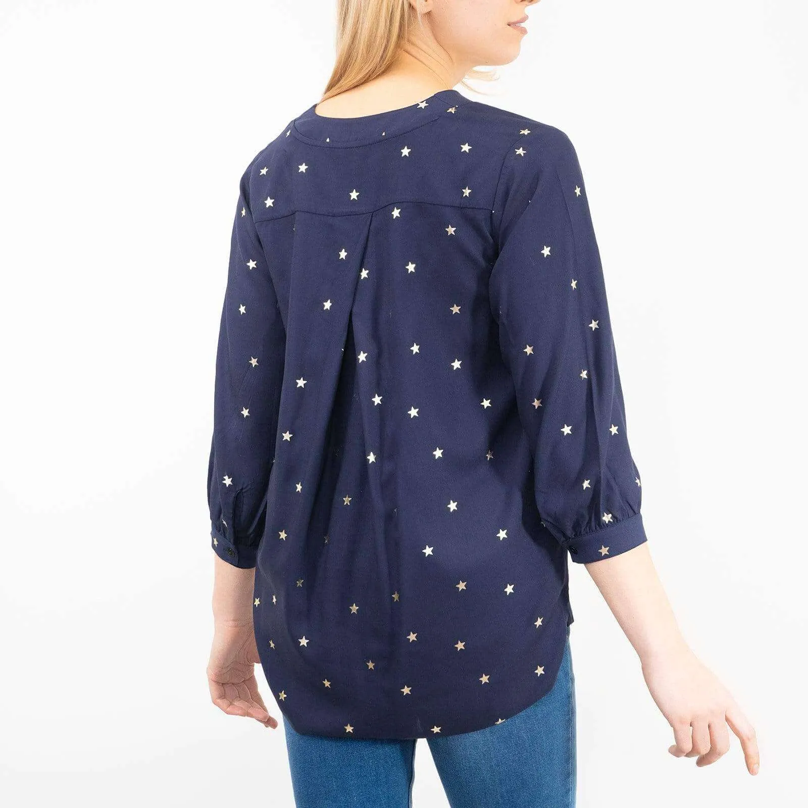 M&Co Navy Star Blouse Longline Top