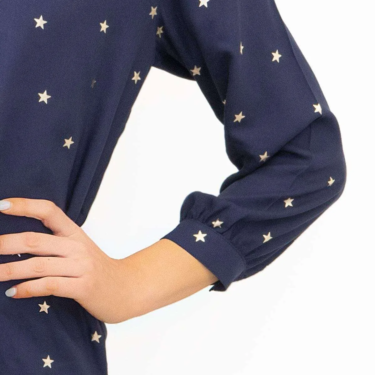 M&Co Navy Star Blouse Longline Top