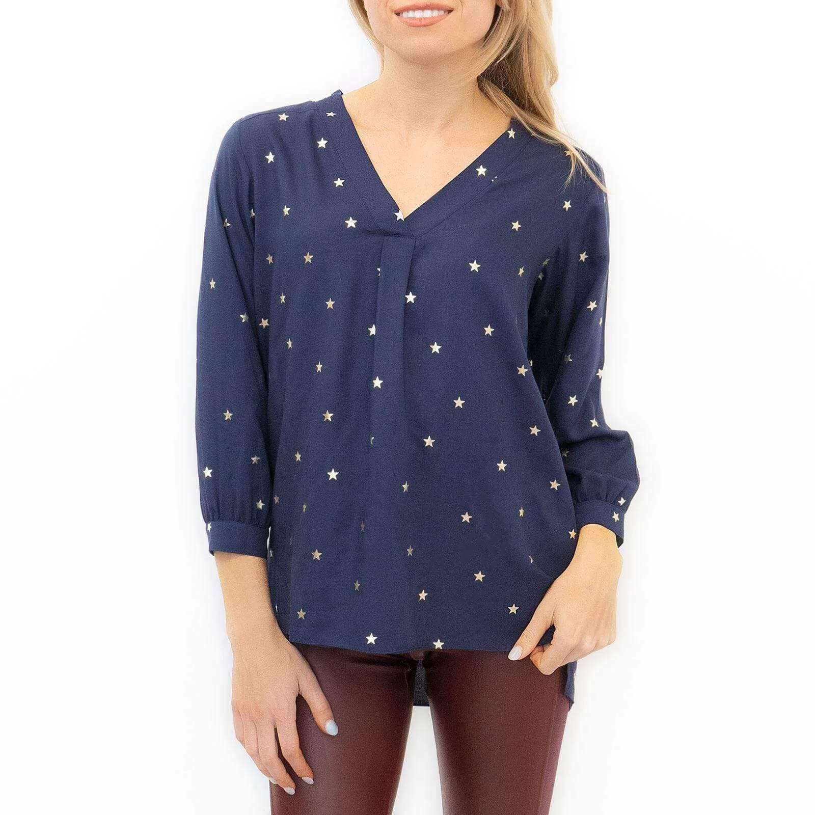 M&Co Navy Star Blouse Longline Top