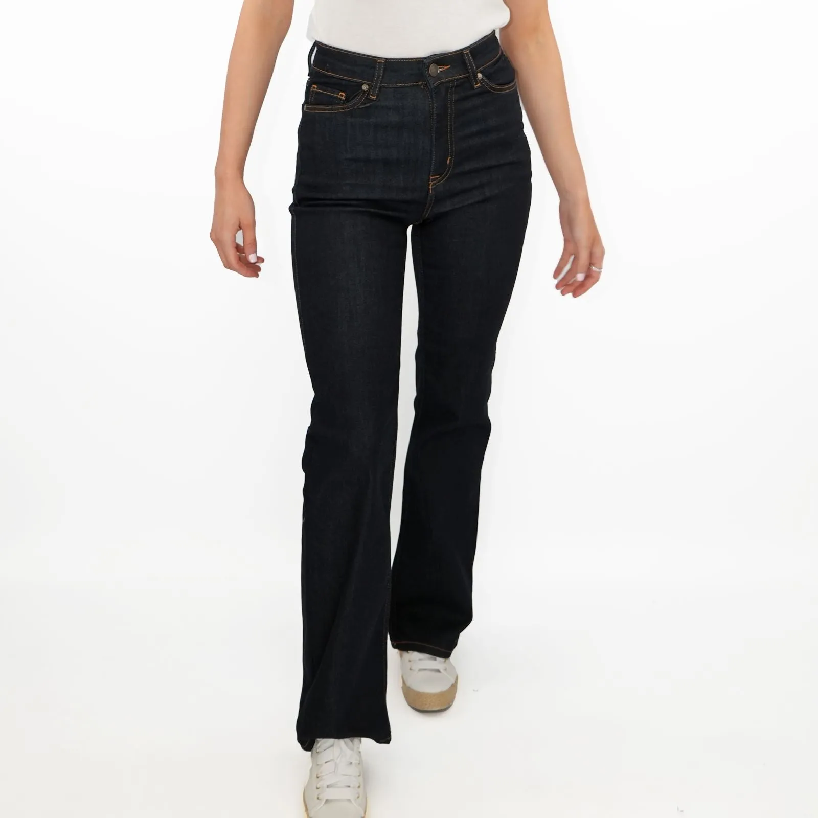 M&S Autograph Boot Cut Jeans High Waist Flare Stretch Dark Indigo