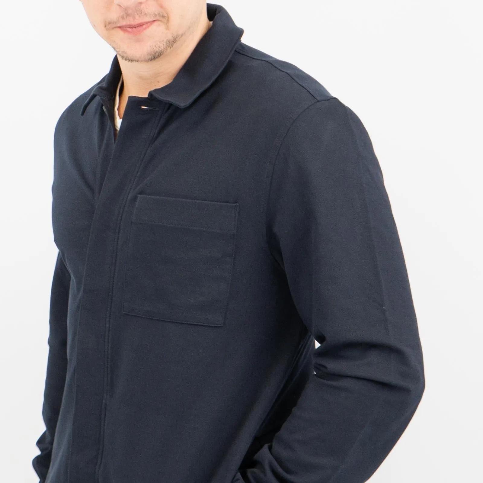 M&S Autograph Mens Cotton Rich Utility Jacket Overshirt Blue