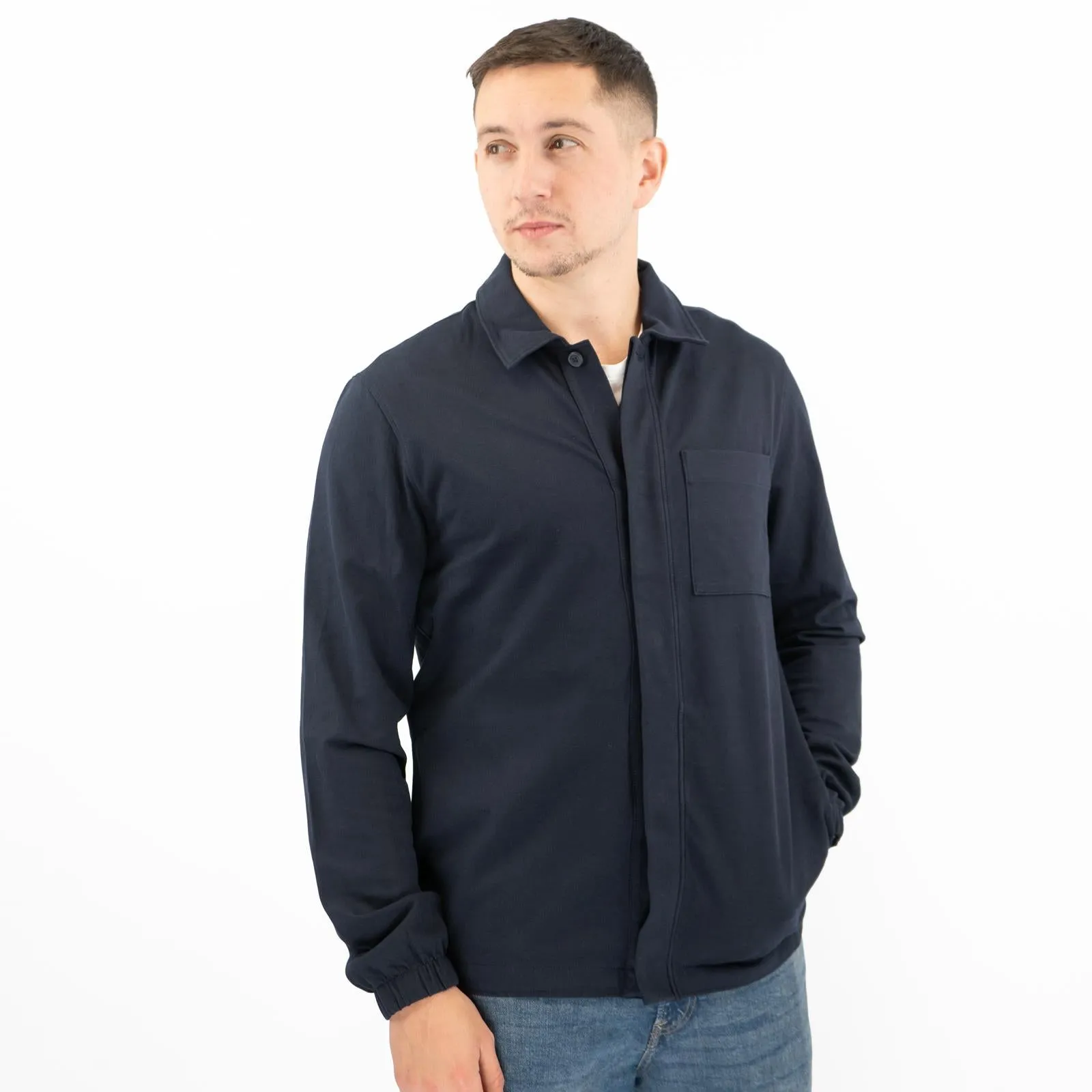 M&S Autograph Mens Cotton Rich Utility Jacket Overshirt Blue