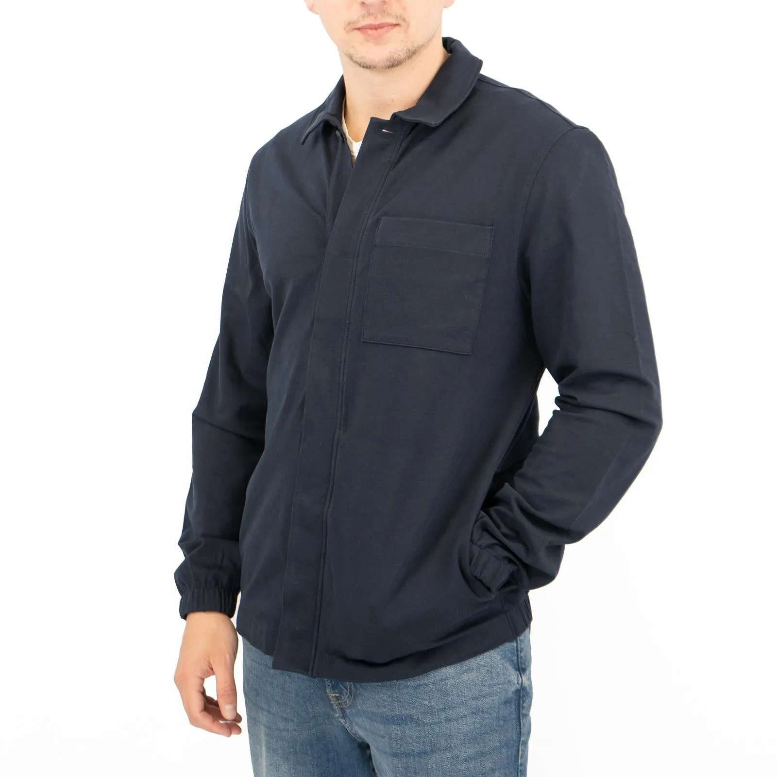 M&S Autograph Mens Cotton Rich Utility Jacket Overshirt Blue