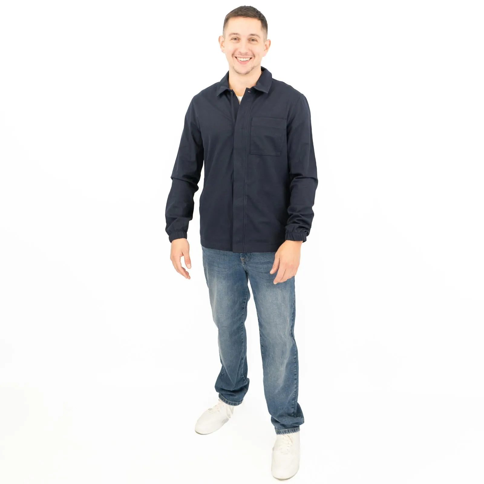 M&S Autograph Mens Cotton Rich Utility Jacket Overshirt Blue