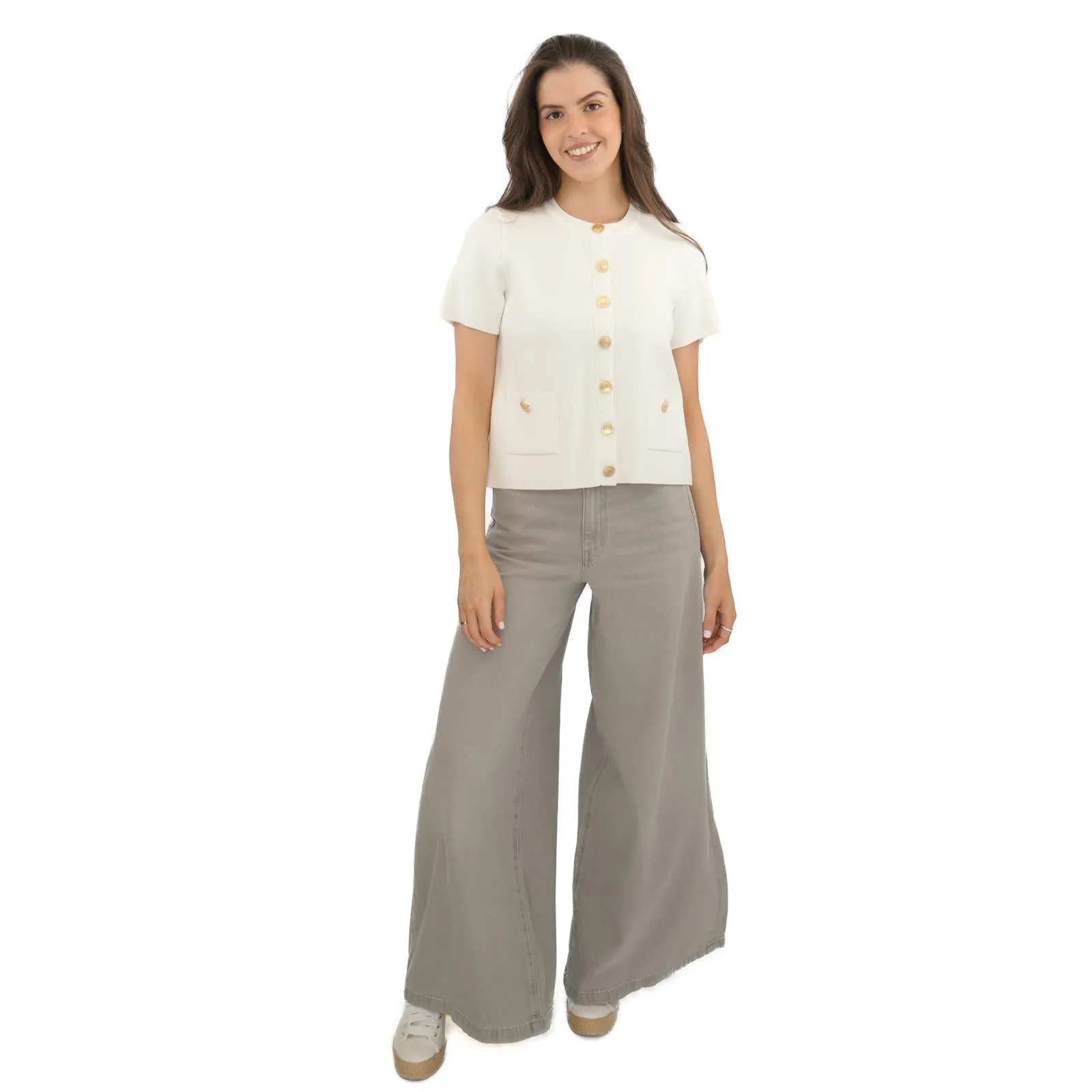 M&S Gold Button Short Sleeve Cardigan