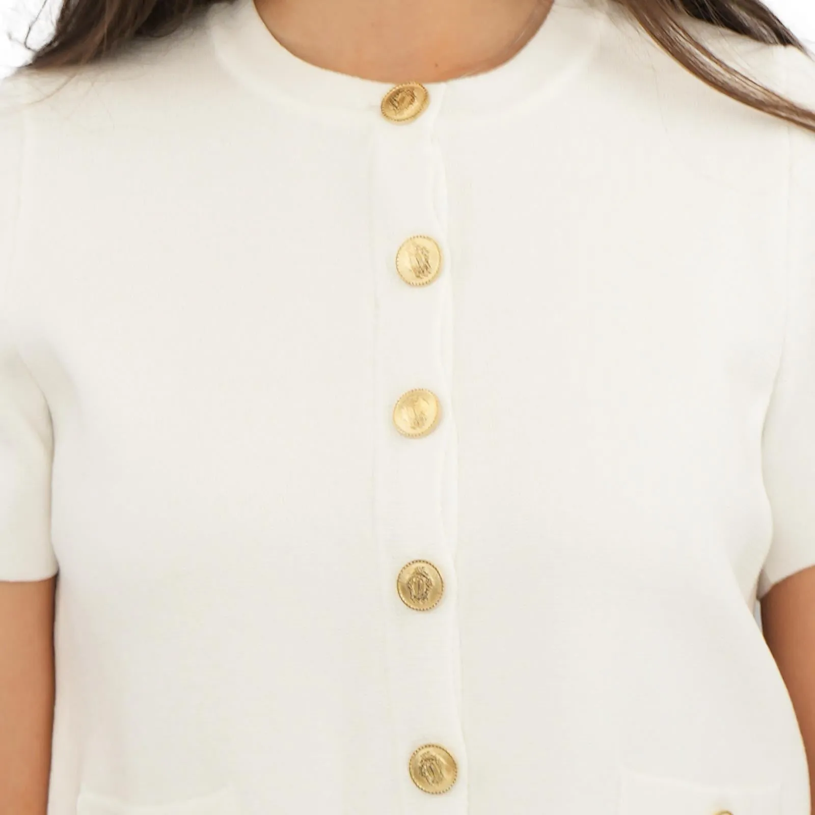 M&S Gold Button Short Sleeve Cardigan