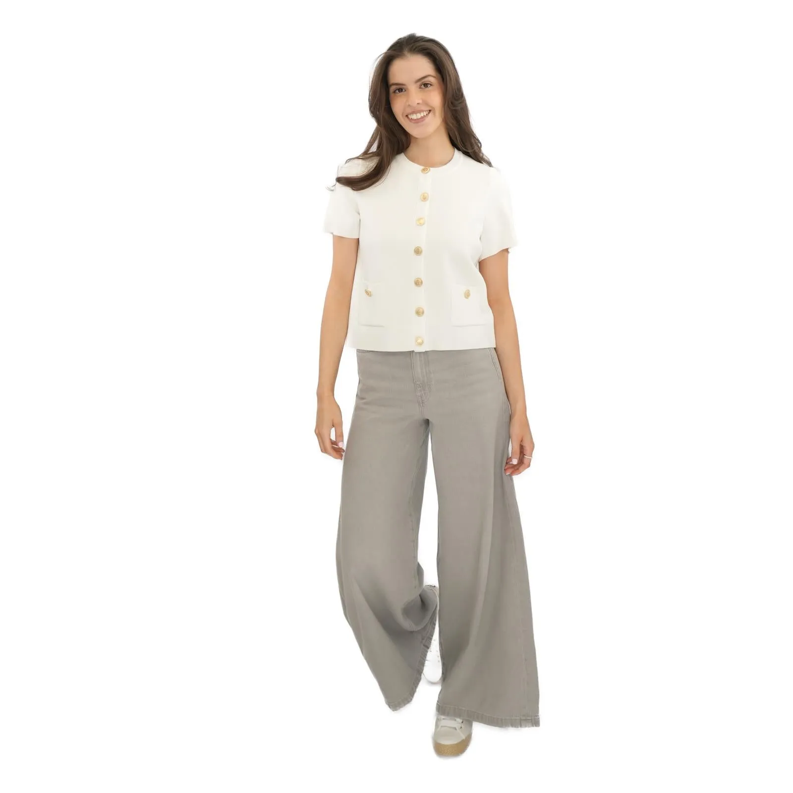 M&S Gold Button Short Sleeve Cardigan