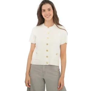 M&S Gold Button Short Sleeve Cardigan