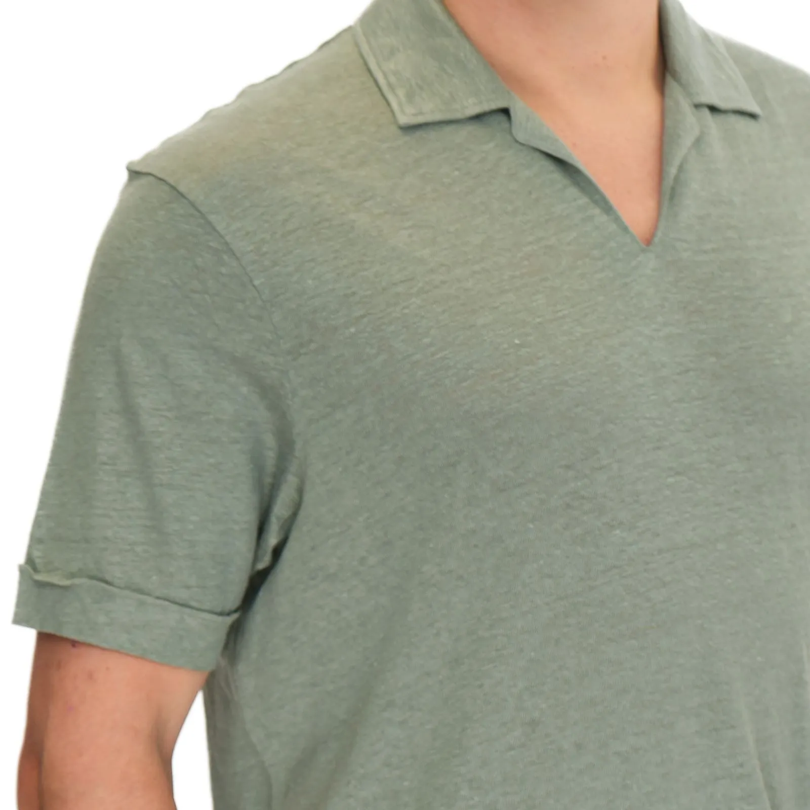 M&S Green Pure Linen Polo Shirt