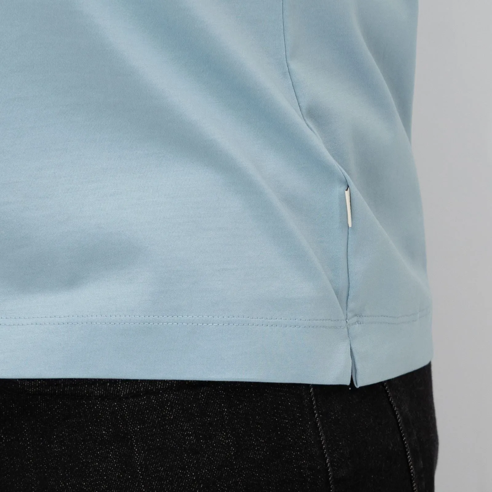 M&S Mens Autograph Polo Top Supima Cotton Button Up Short Sleeve Light Blue