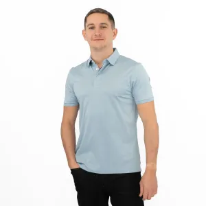 M&S Mens Autograph Polo Top Supima Cotton Button Up Short Sleeve Light Blue