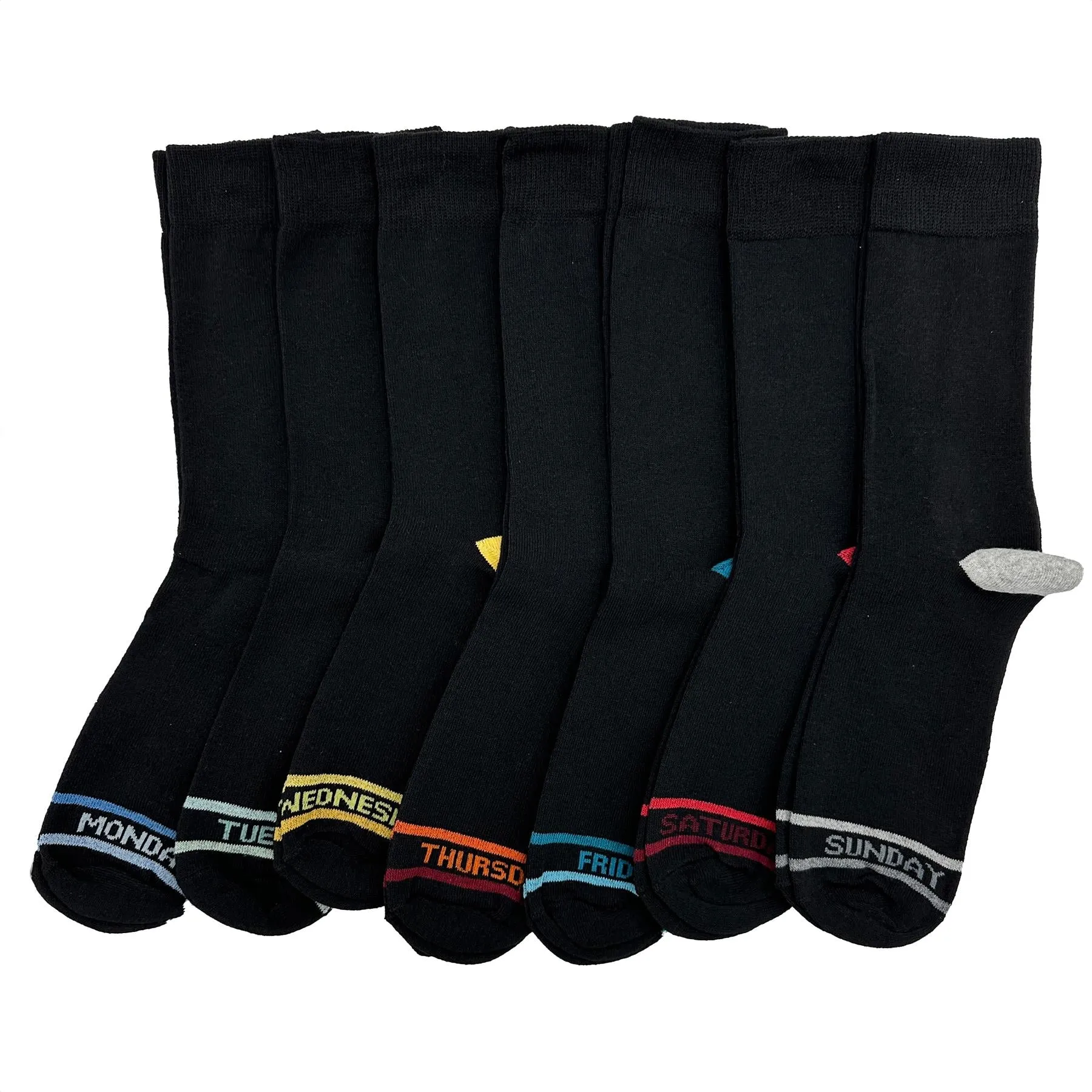 M&S Mens Socks 7 Pairs Cool & Fresh Fun Days of the Week Black Multi