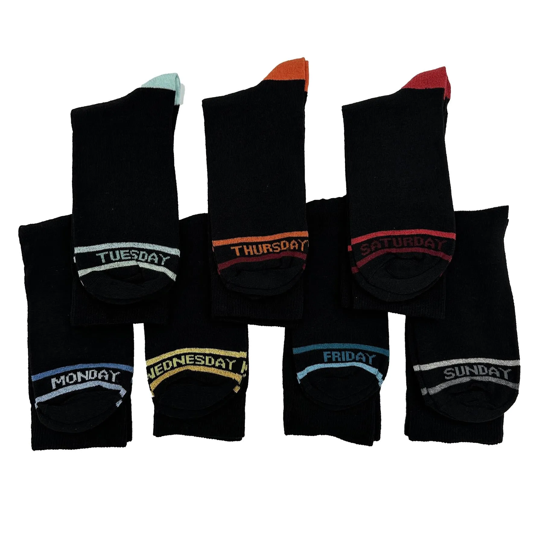 M&S Mens Socks 7 Pairs Cool & Fresh Fun Days of the Week Black Multi