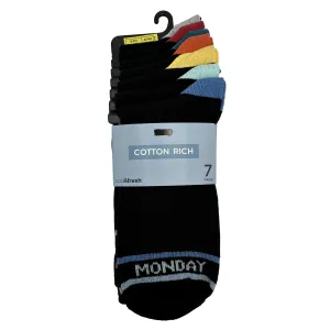 M&S Mens Socks 7 Pairs Cool & Fresh Fun Days of the Week Black Multi