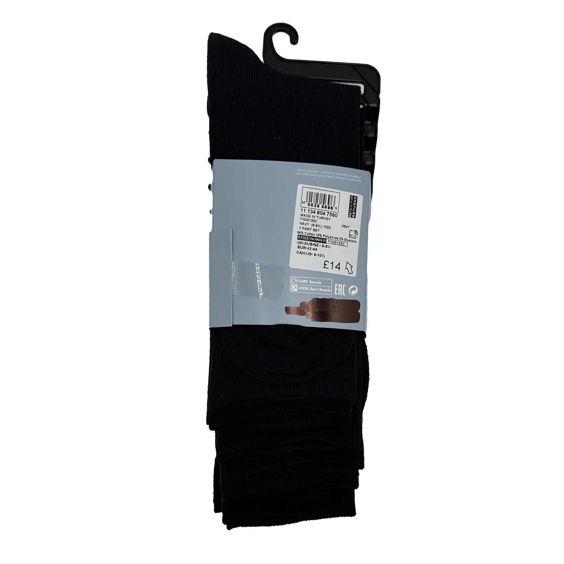 M&S Mens Socks 7 Pairs Cool & Fresh Fun Days of the Week Black Navy Socks