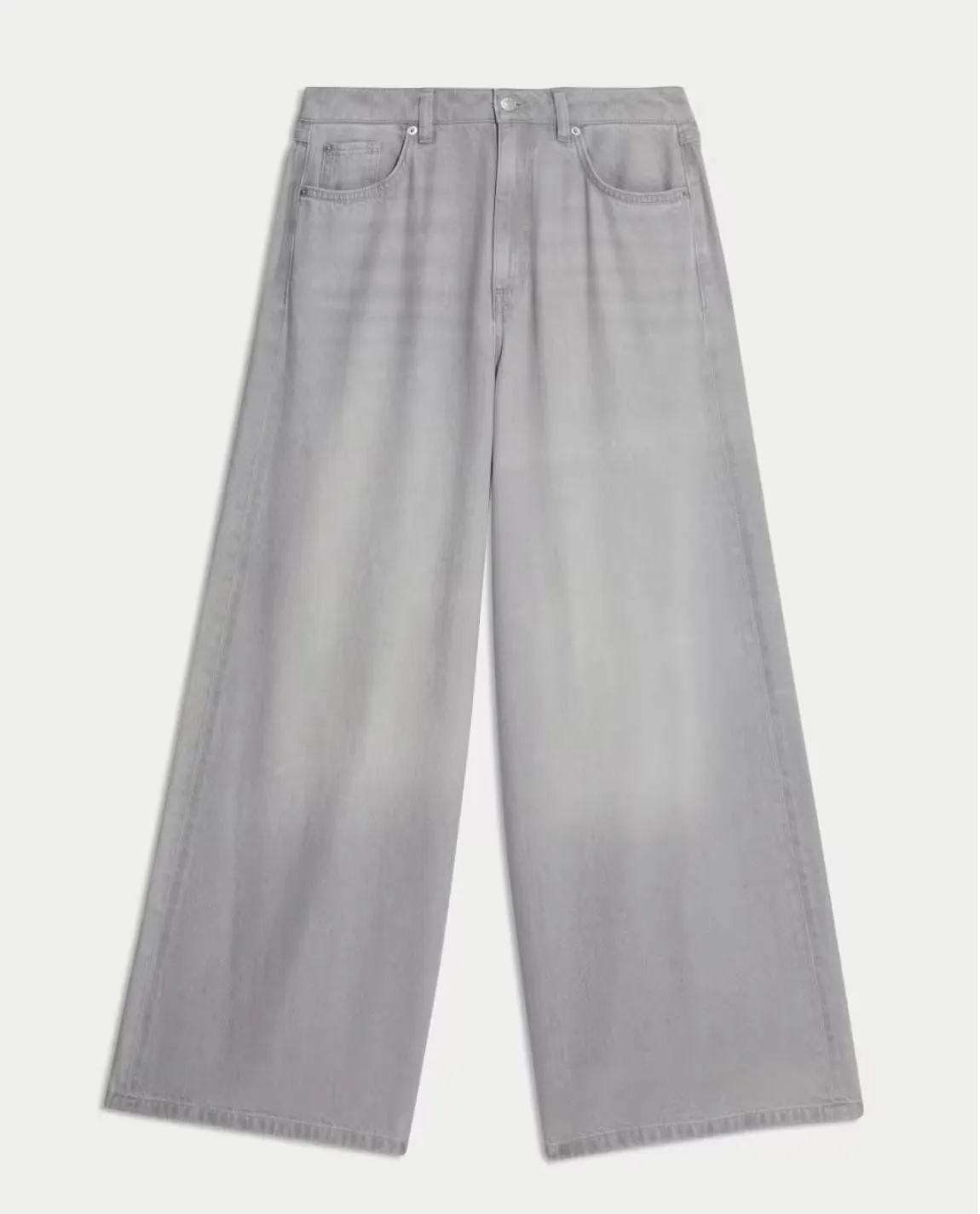 M&S Palazzo Jeans Wide Leg Lyocell Cotton Grey