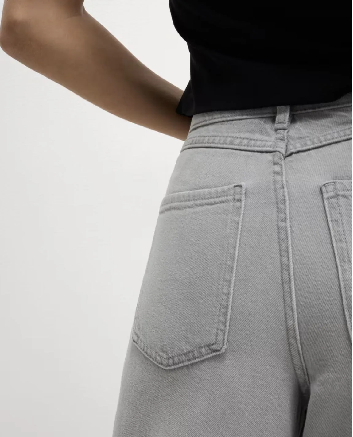 M&S Palazzo Jeans Wide Leg Lyocell Cotton Grey