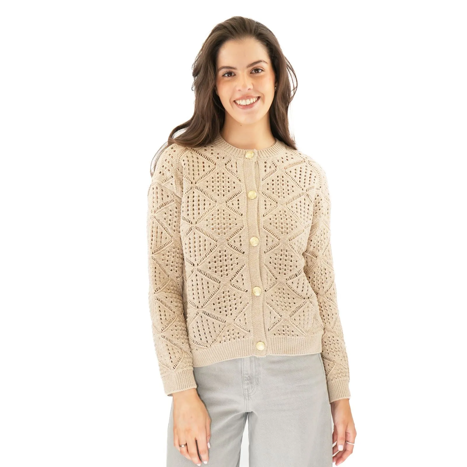 M&S Pointelle Knitted Cappuccino Cardigan