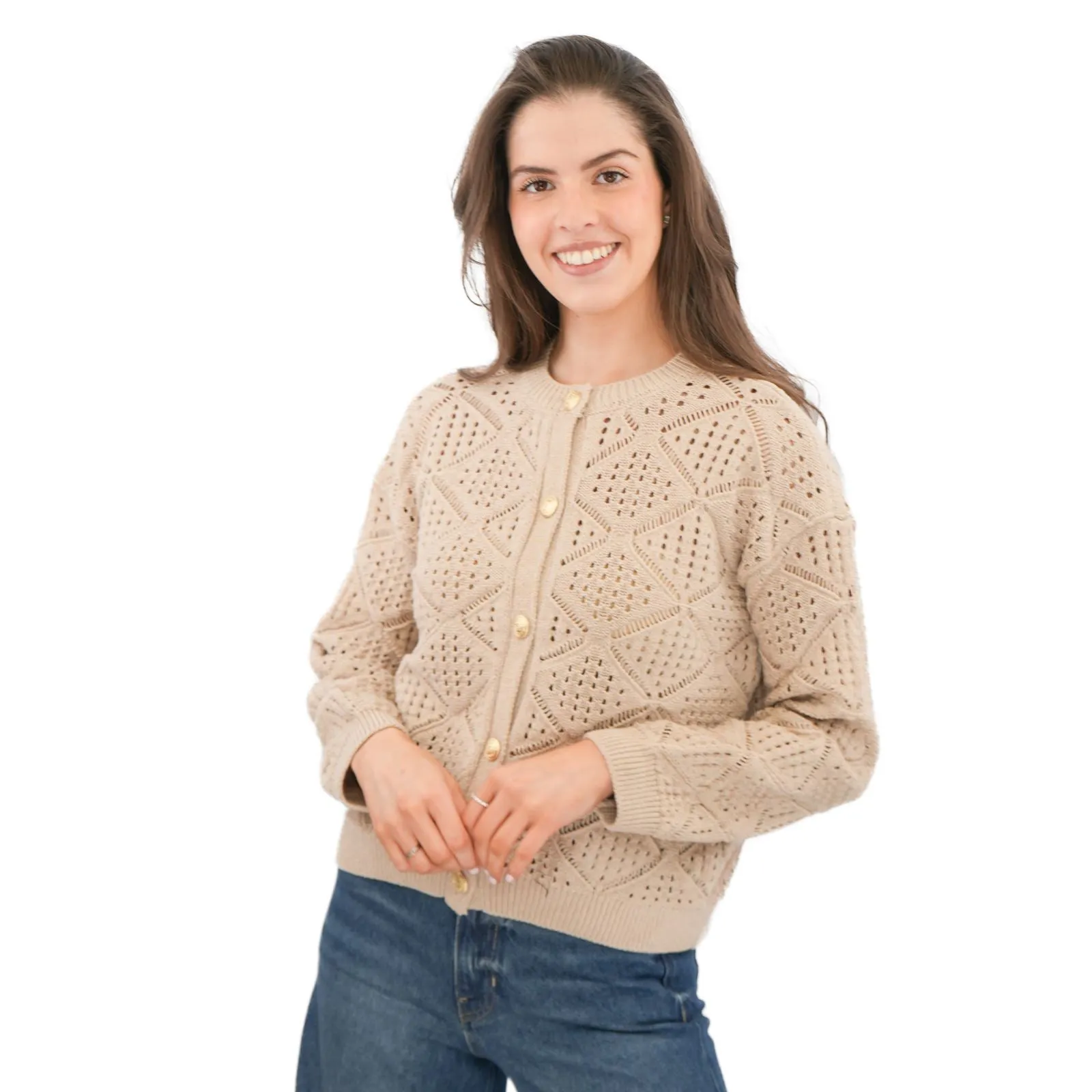 M&S Pointelle Knitted Cappuccino Cardigan