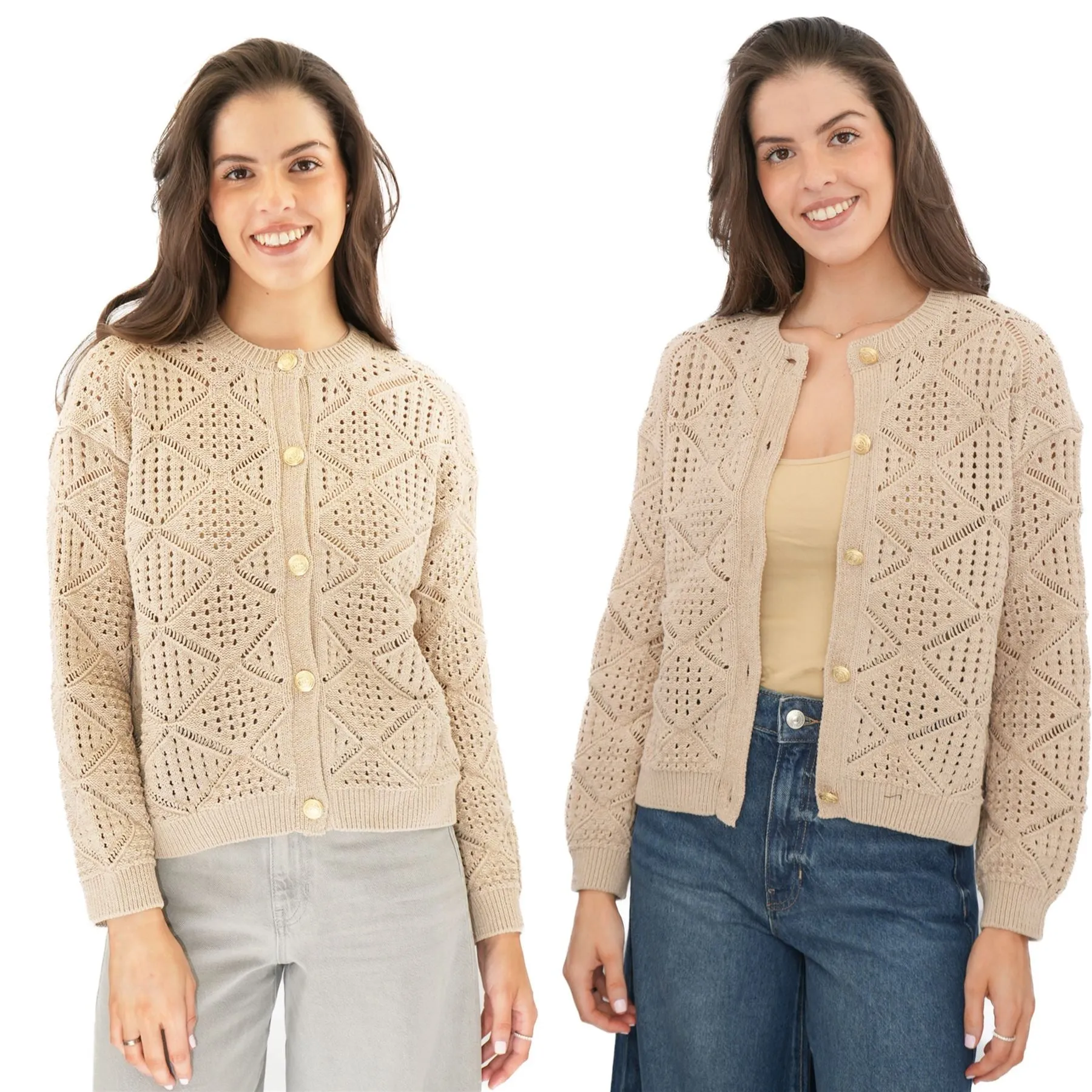 M&S Pointelle Knitted Cappuccino Cardigan