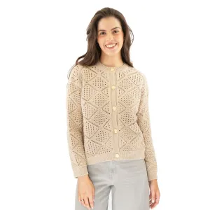 M&S Pointelle Knitted Cappuccino Cardigan