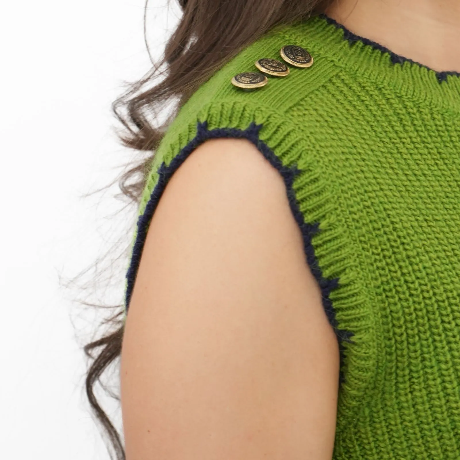 M&S Scalloped Crew Neck Button Detail Vest Tank Top