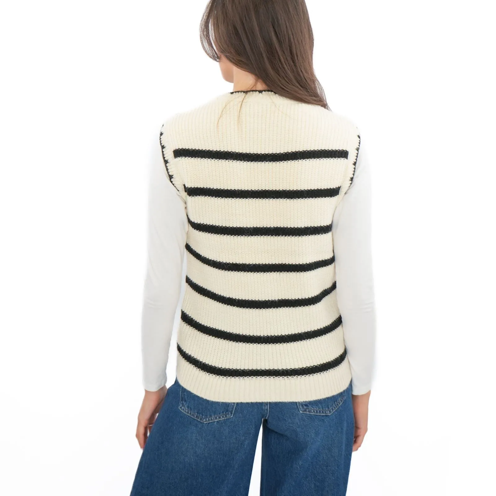 M&S Scalloped Crew Neck Button Detail Vest Tank Top