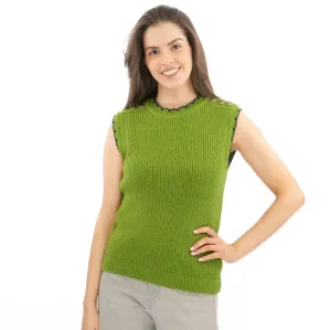M&S Scalloped Crew Neck Button Detail Vest Tank Top