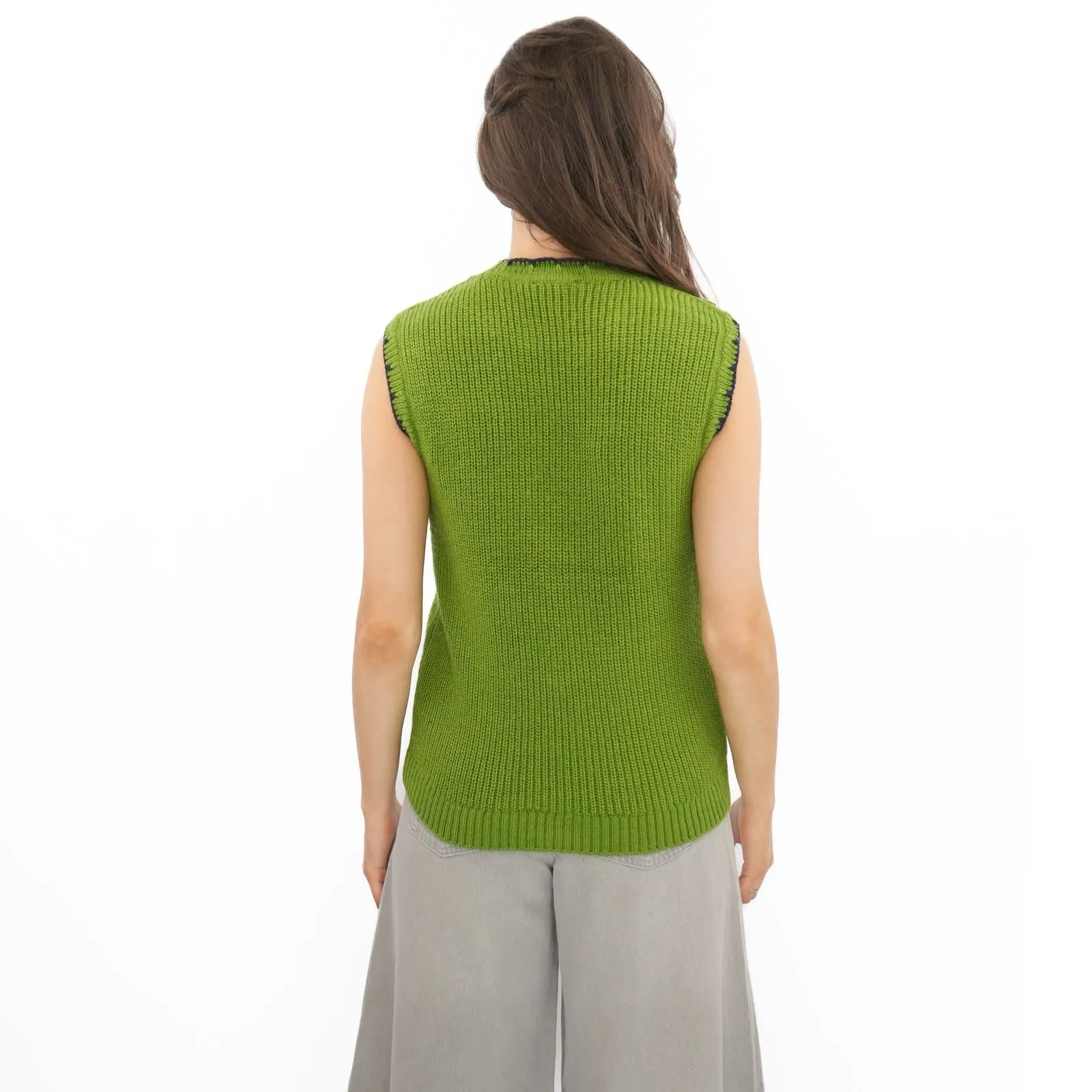 M&S Scalloped Crew Neck Button Detail Vest Tank Top