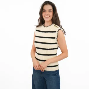 M&S Scalloped Crew Neck Button Detail Vest Tank Top
